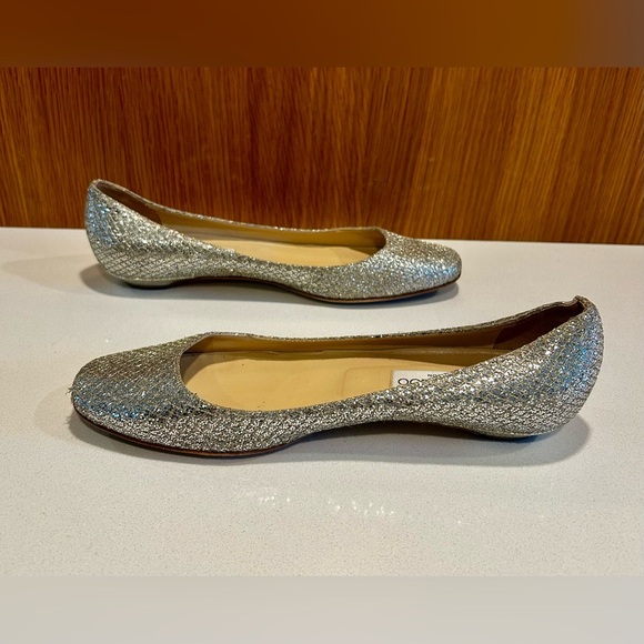 JIMMY CHOO Leather Sparkle Glitter Ballet Flat | EU 37.5 | - Picture 6 of 11